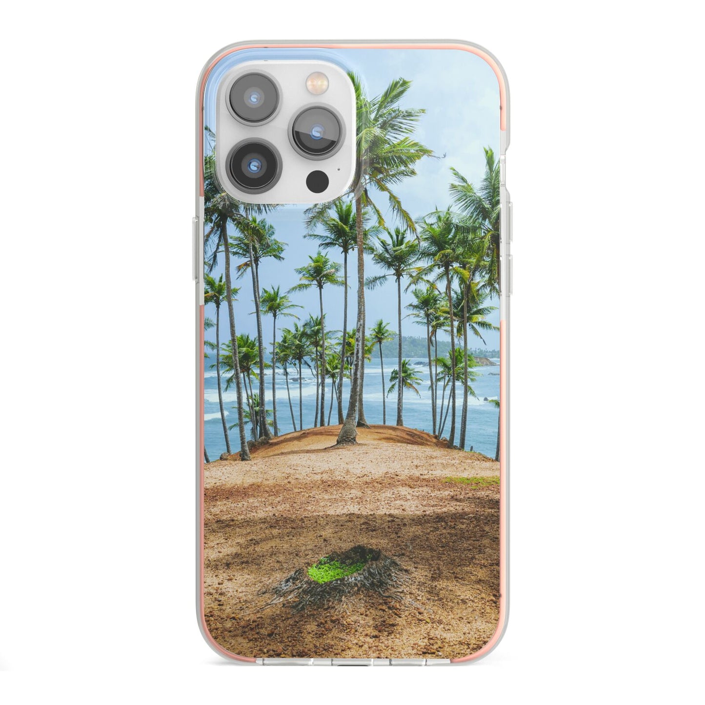 Palm Trees iPhone 13 Pro Max TPU Impact Case with Pink Edges