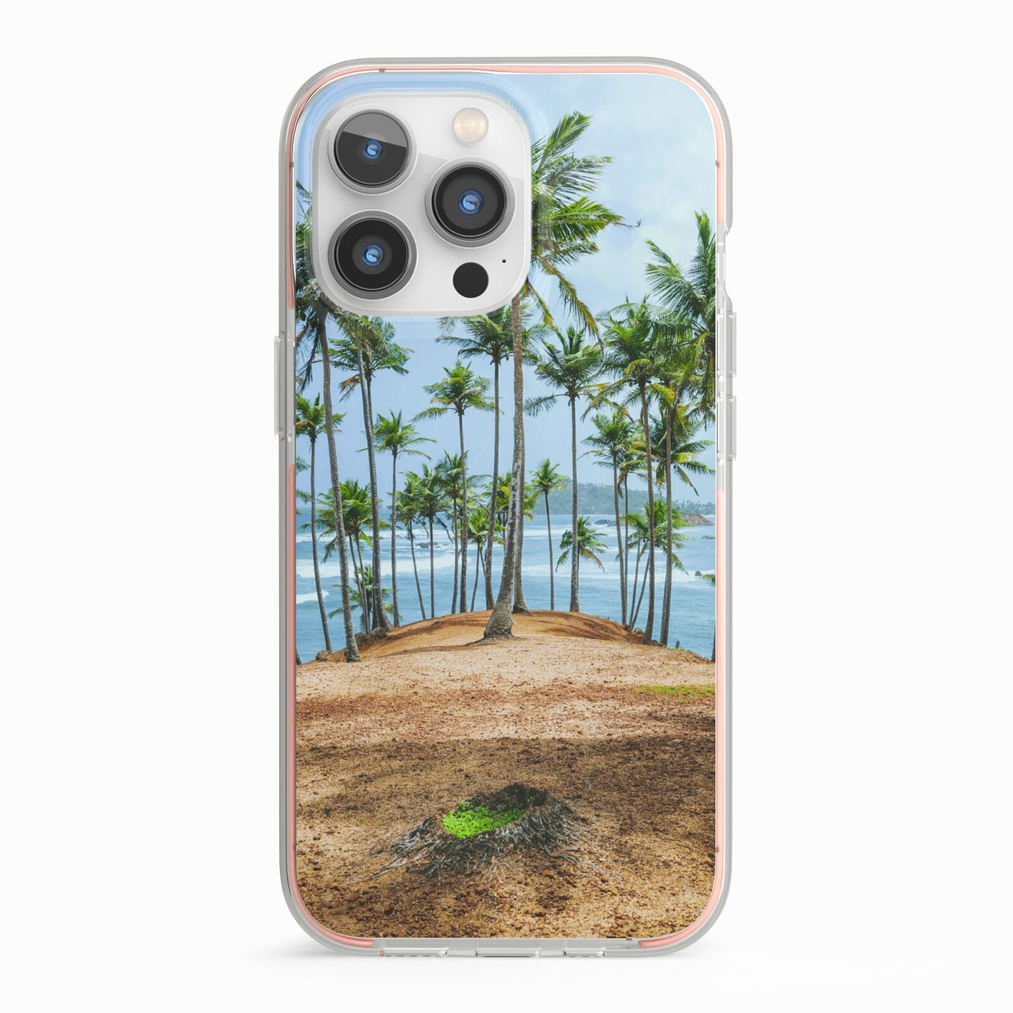 Palm Trees iPhone 13 Pro TPU Impact Case with Pink Edges