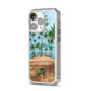 Palm Trees iPhone 14 Pro Clear Tough Case Silver Angled Image