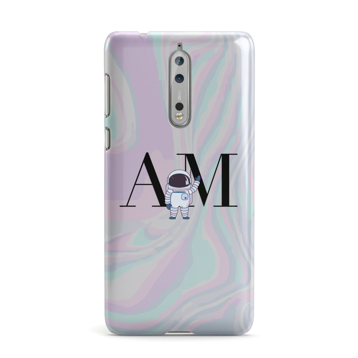 Pastel Marble Ink Astronaut Initials Nokia Case