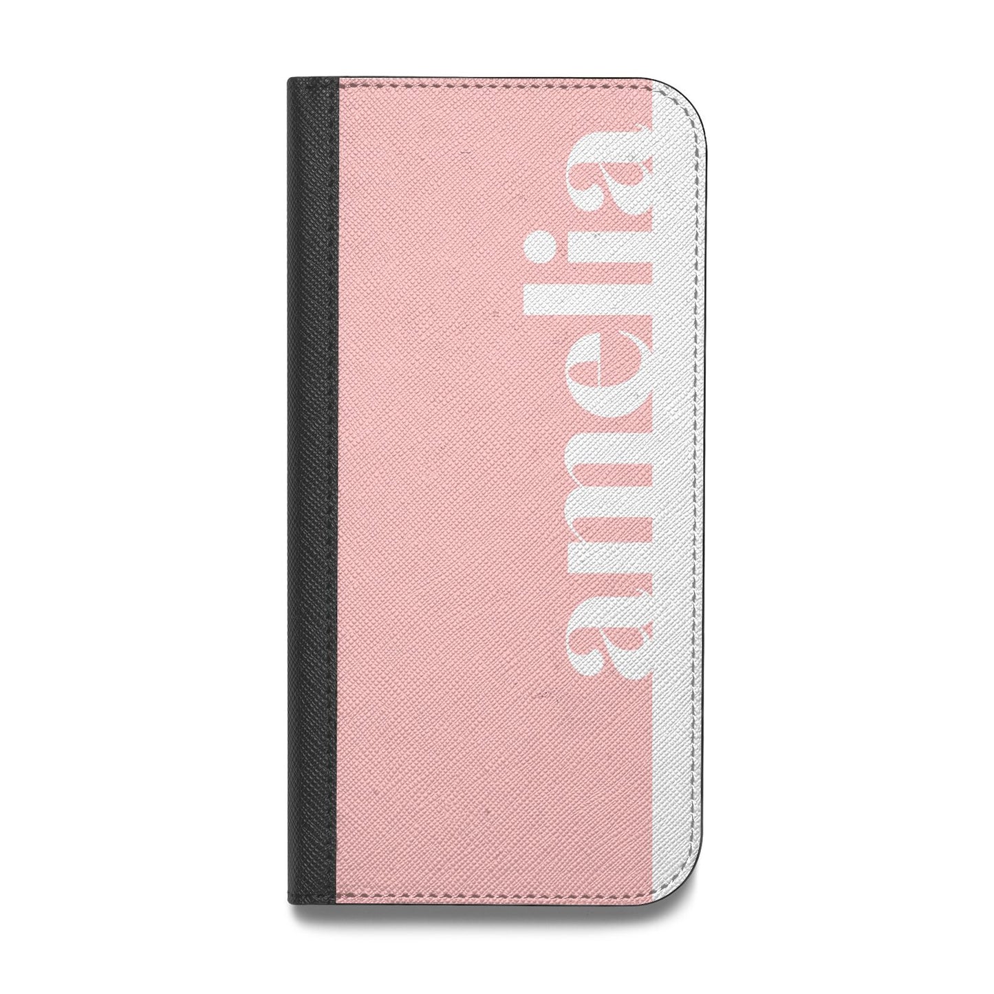 Pastel Pink Personalised Name Vegan Leather Flip Samsung Case