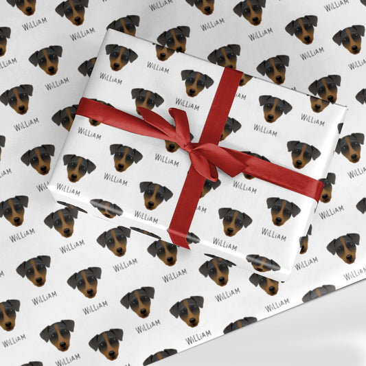 Patterdale Terrier Icon with Name Custom Wrapping Paper