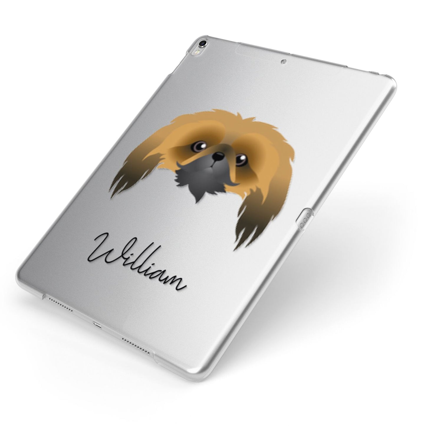 Pekingese Personalised Apple iPad Case on Silver iPad Side View