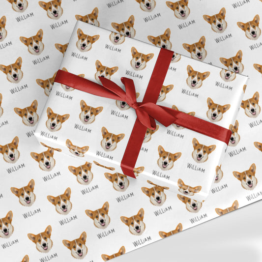 Pembroke Welsh Corgi Icon with Name Custom Wrapping Paper