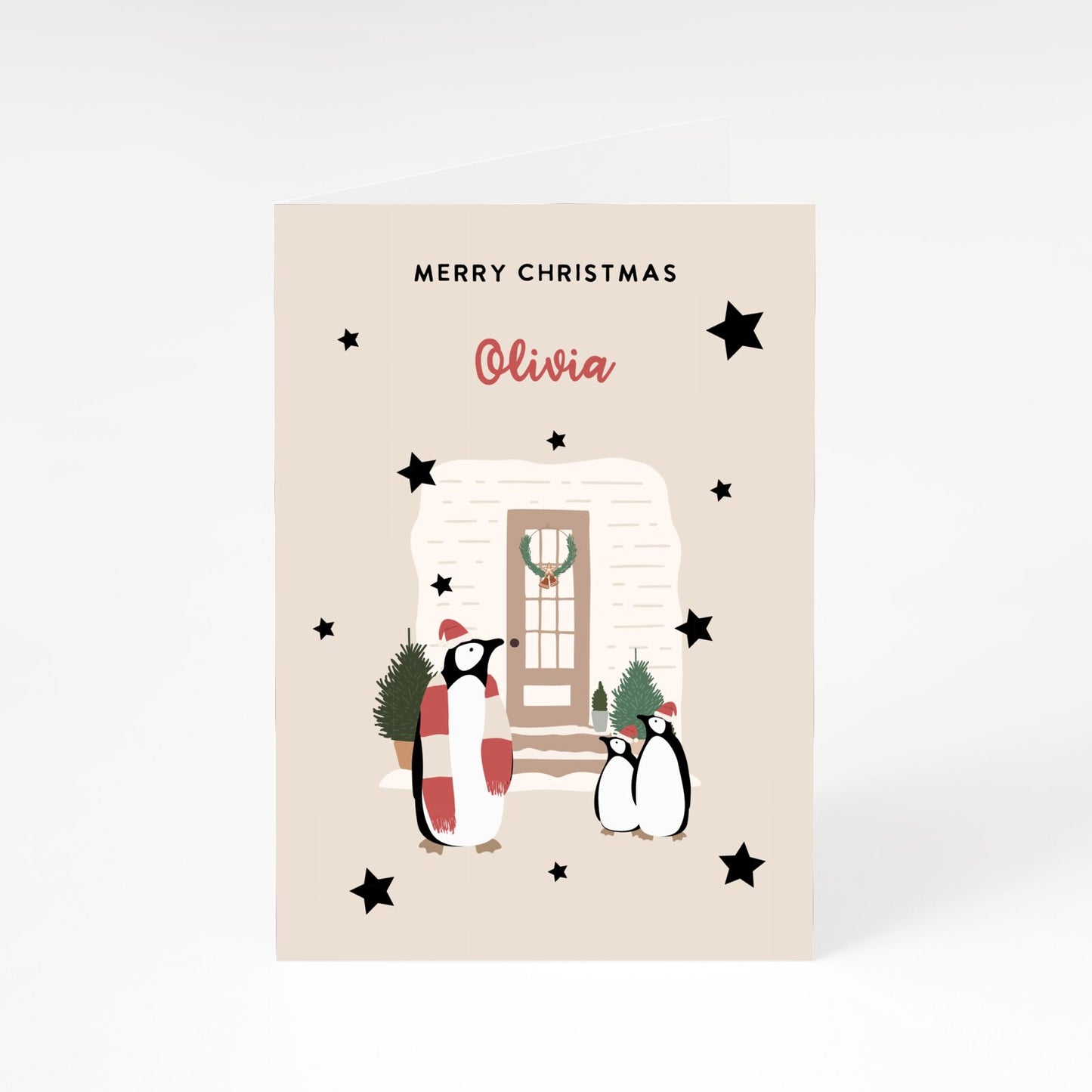 Penguin Christmas Personalised A5 Greetings Card