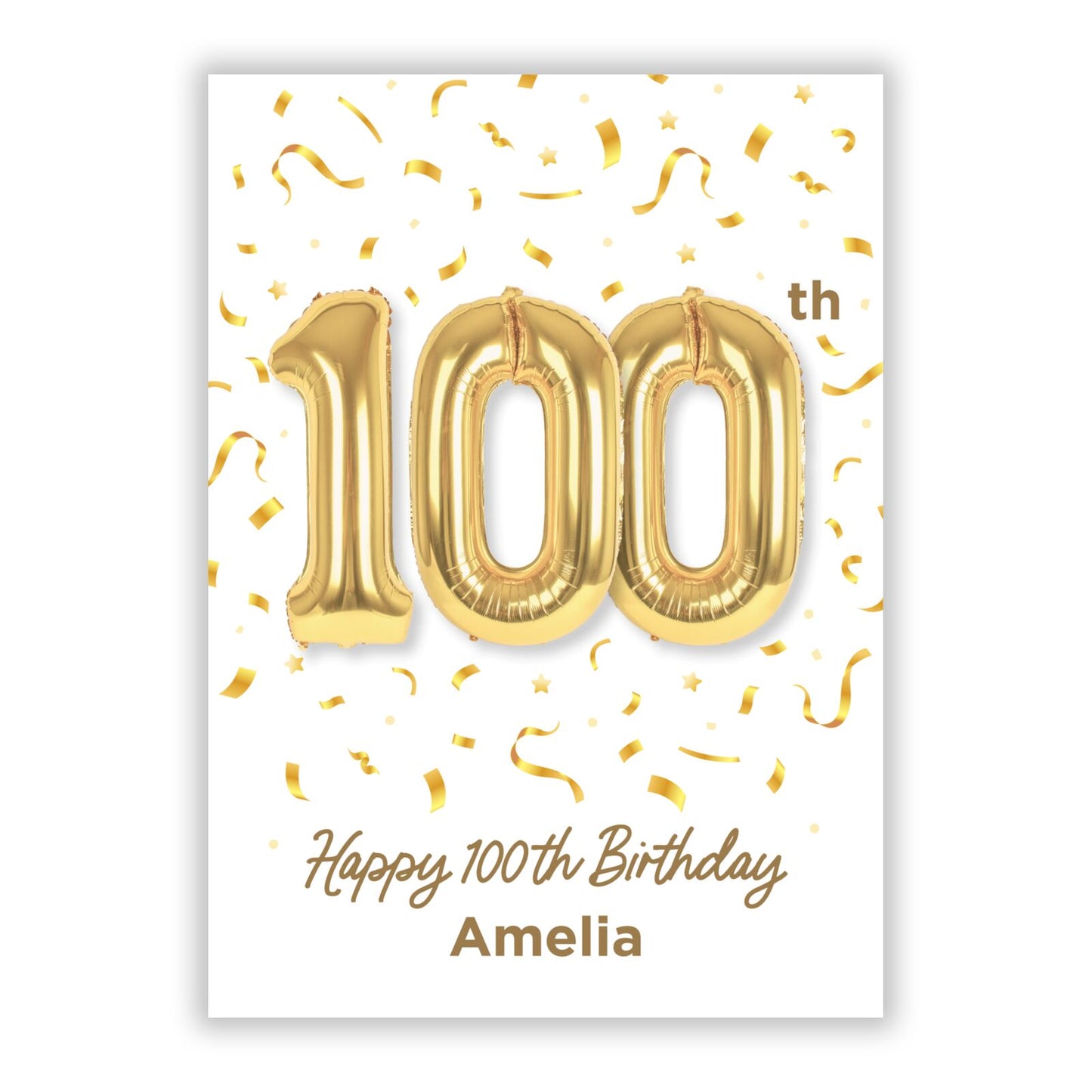 Personalised 100th Birthday A5 Flat Greetings Card