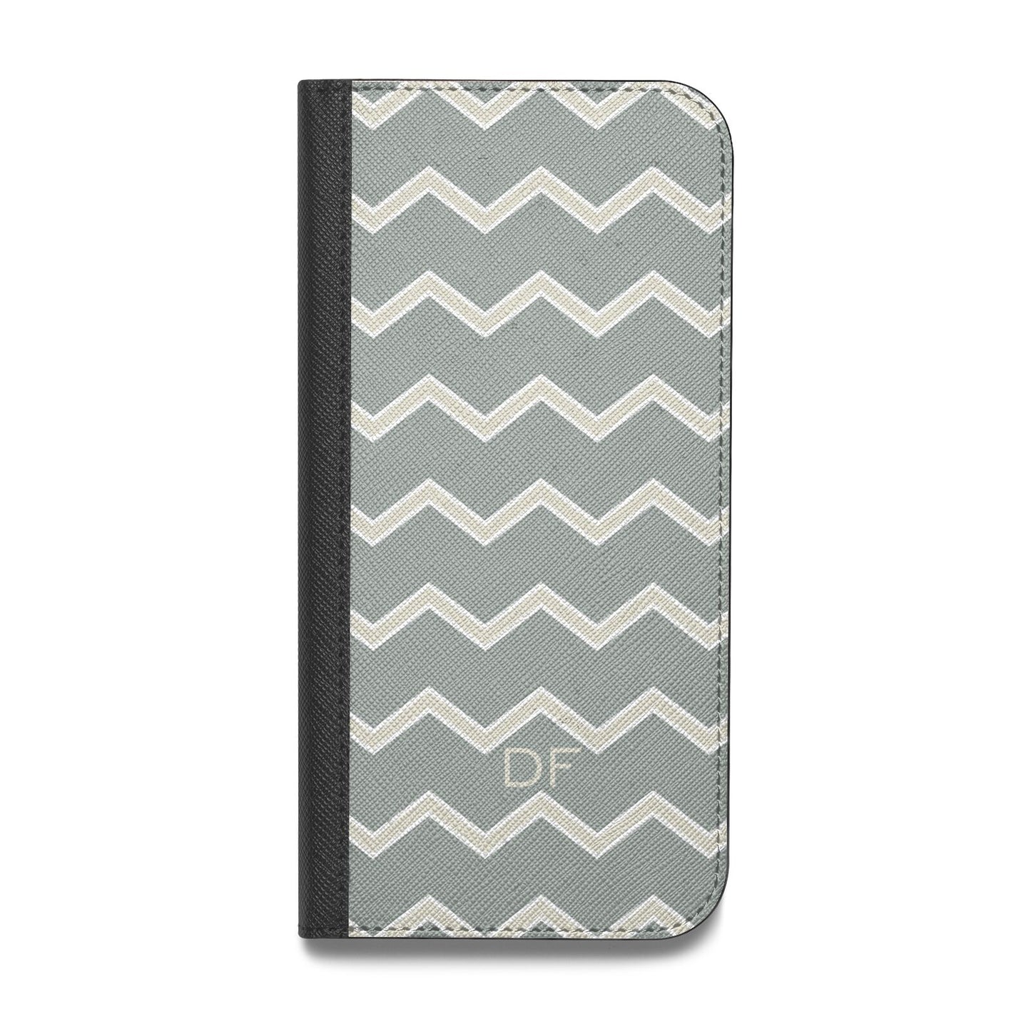 Personalised 2 Tone Chevron Vegan Leather Flip iPhone Case