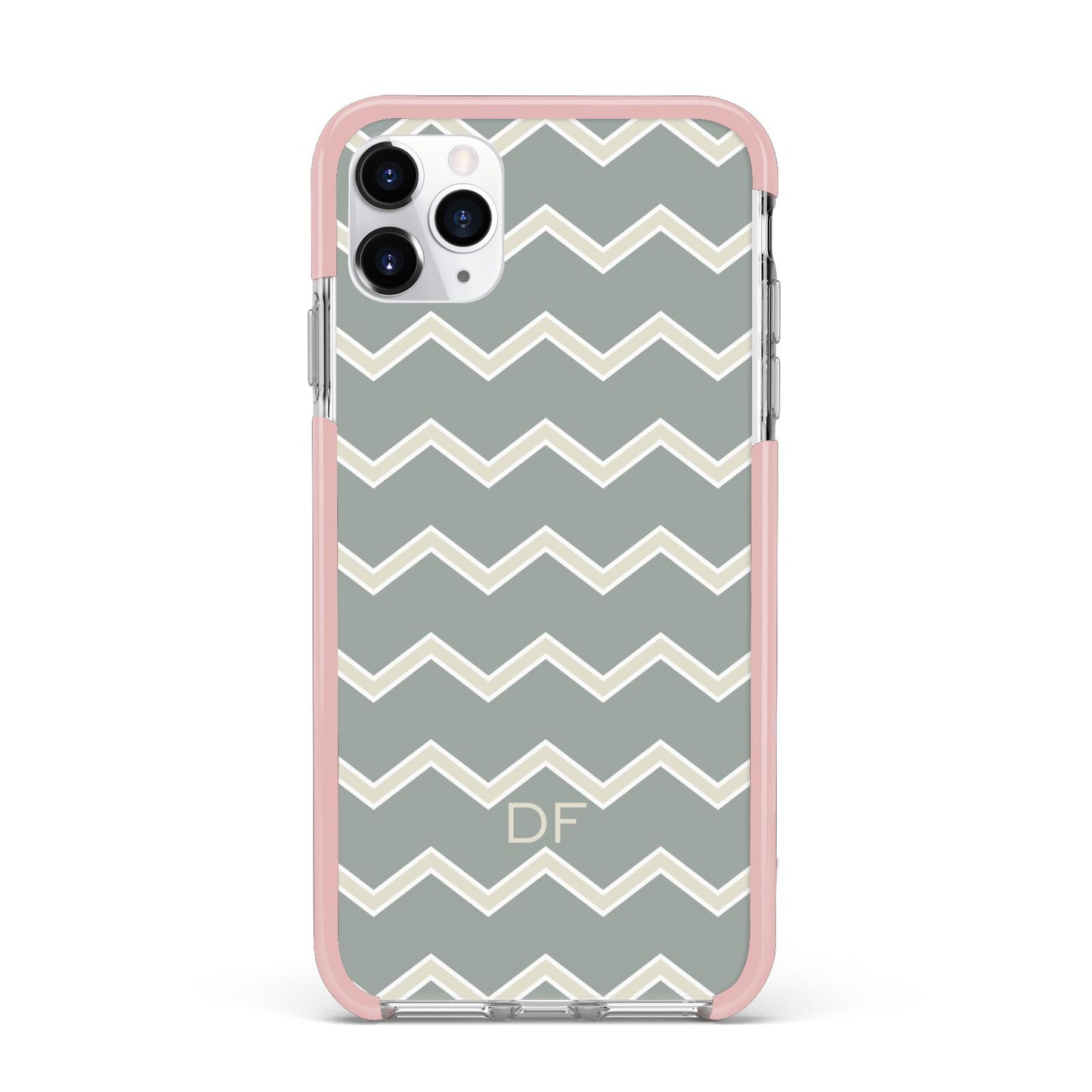 Personalised 2 Tone Chevron iPhone 11 Pro Max Impact Pink Edge Case
