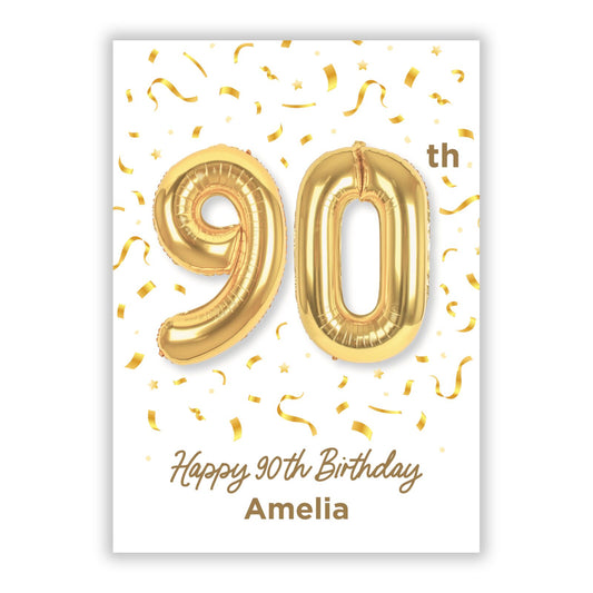 Personalised 90th Birthday A5 Flat Greetings Card