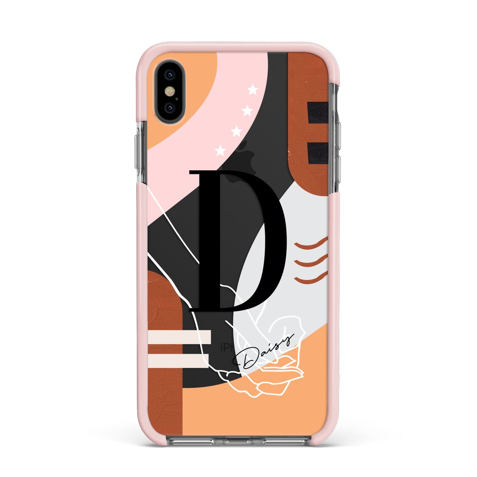 Personalised Abstract Apple iPhone Xs Max Impact Case Pink Edge on Black Phone