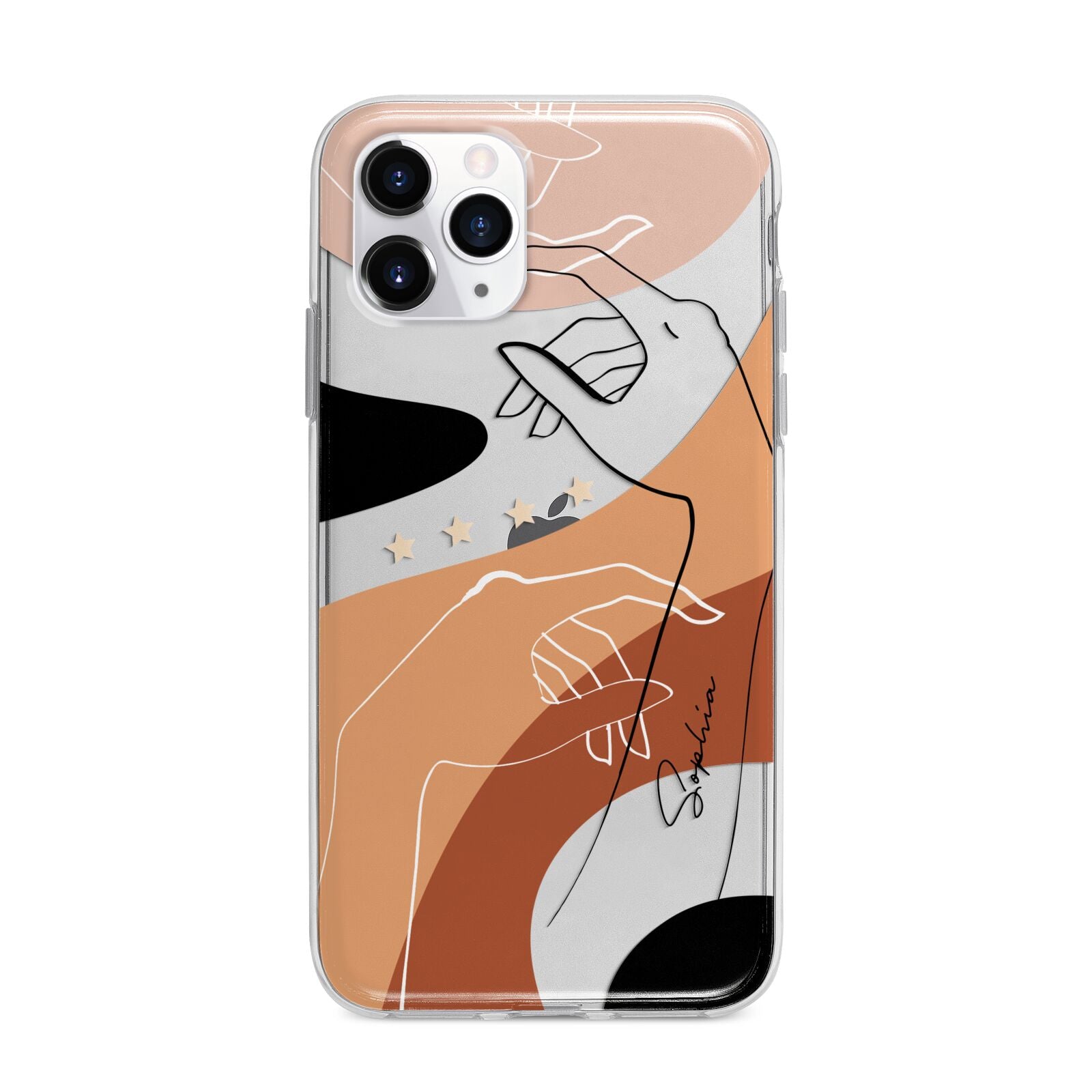 Personalised Abstract Gouache Line Art Apple iPhone 11 Pro in Silver with Bumper Case