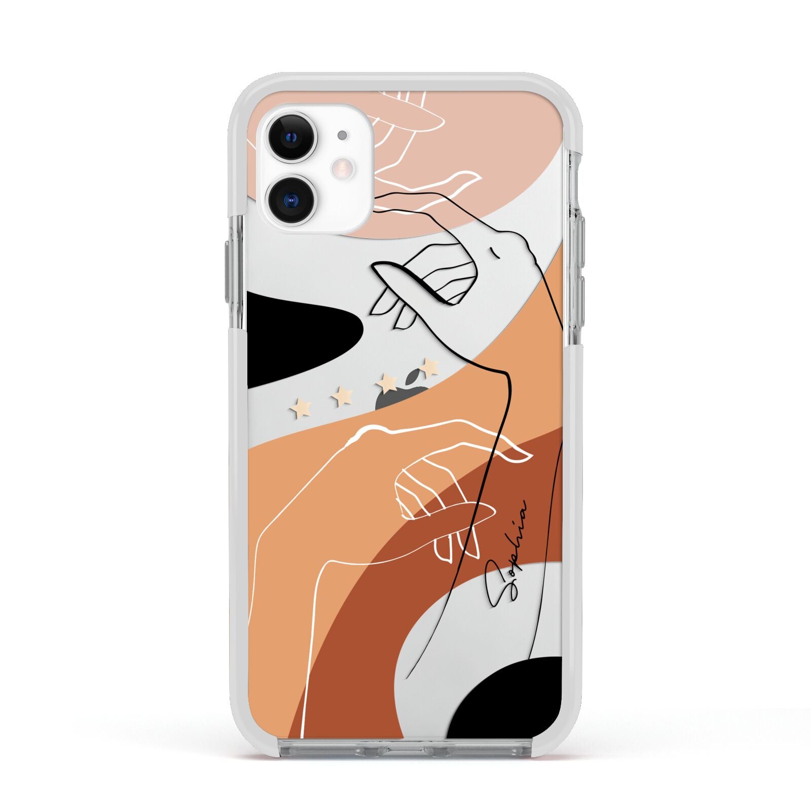 Personalised Abstract Gouache Line Art Apple iPhone 11 in White with White Impact Case