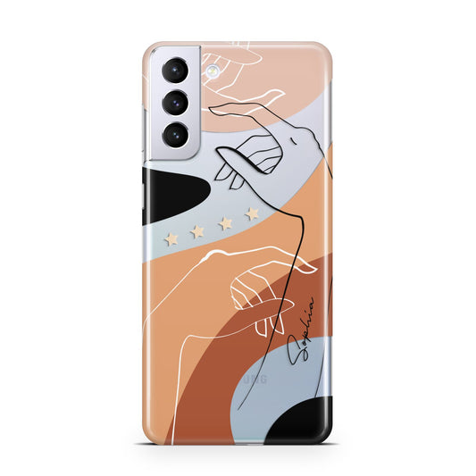 Personalised Abstract Gouache Line Art Samsung S21 Plus Phone Case