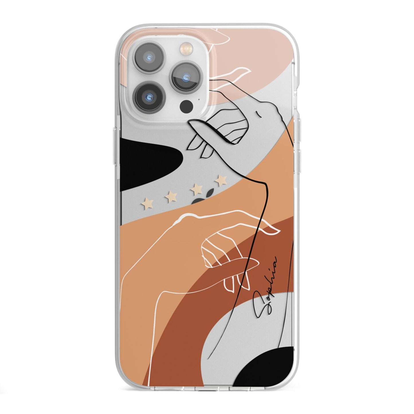 Personalised Abstract Gouache Line Art iPhone 13 Pro Max TPU Impact Case with White Edges