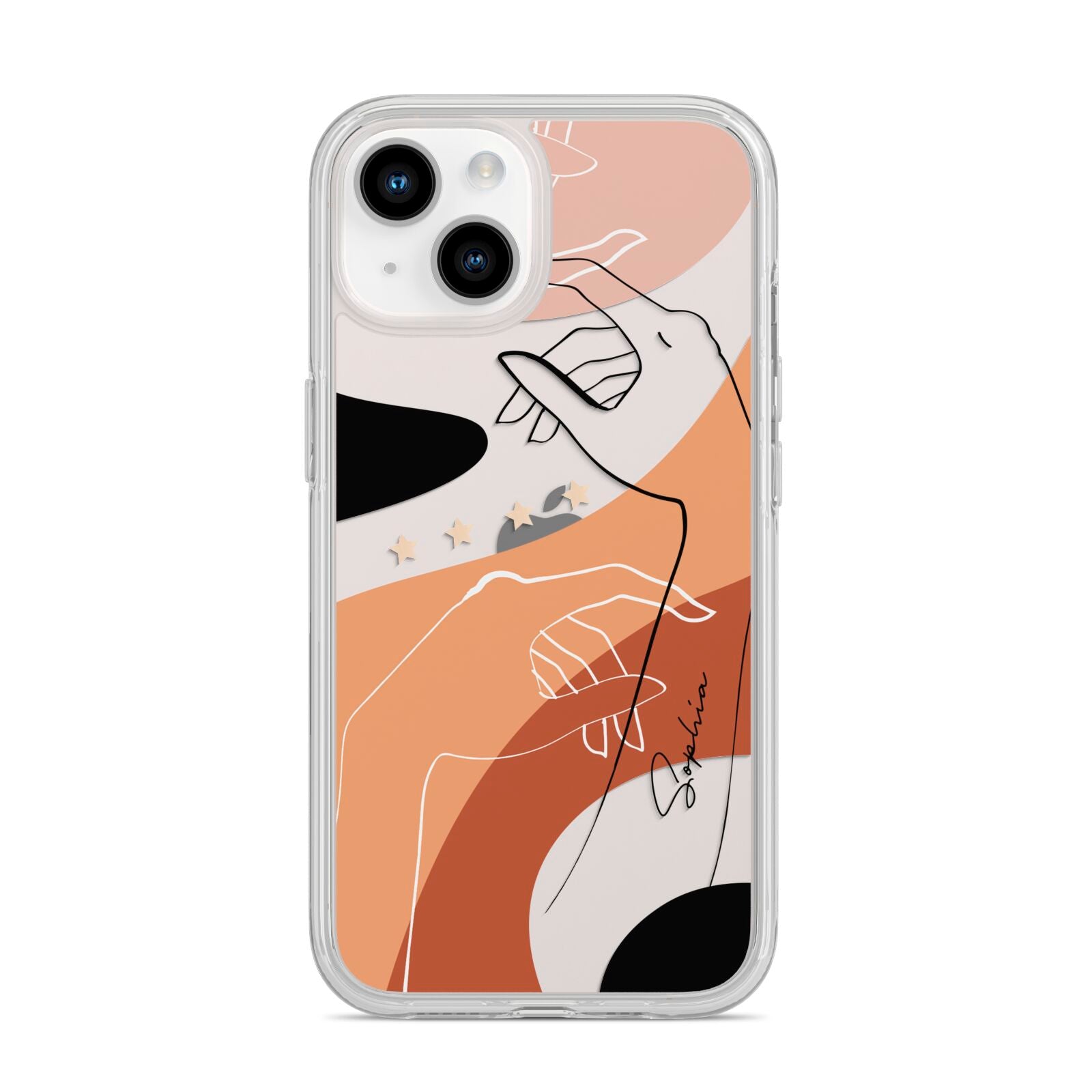 Personalised Abstract Gouache Line Art iPhone 14 Clear Tough Case Starlight