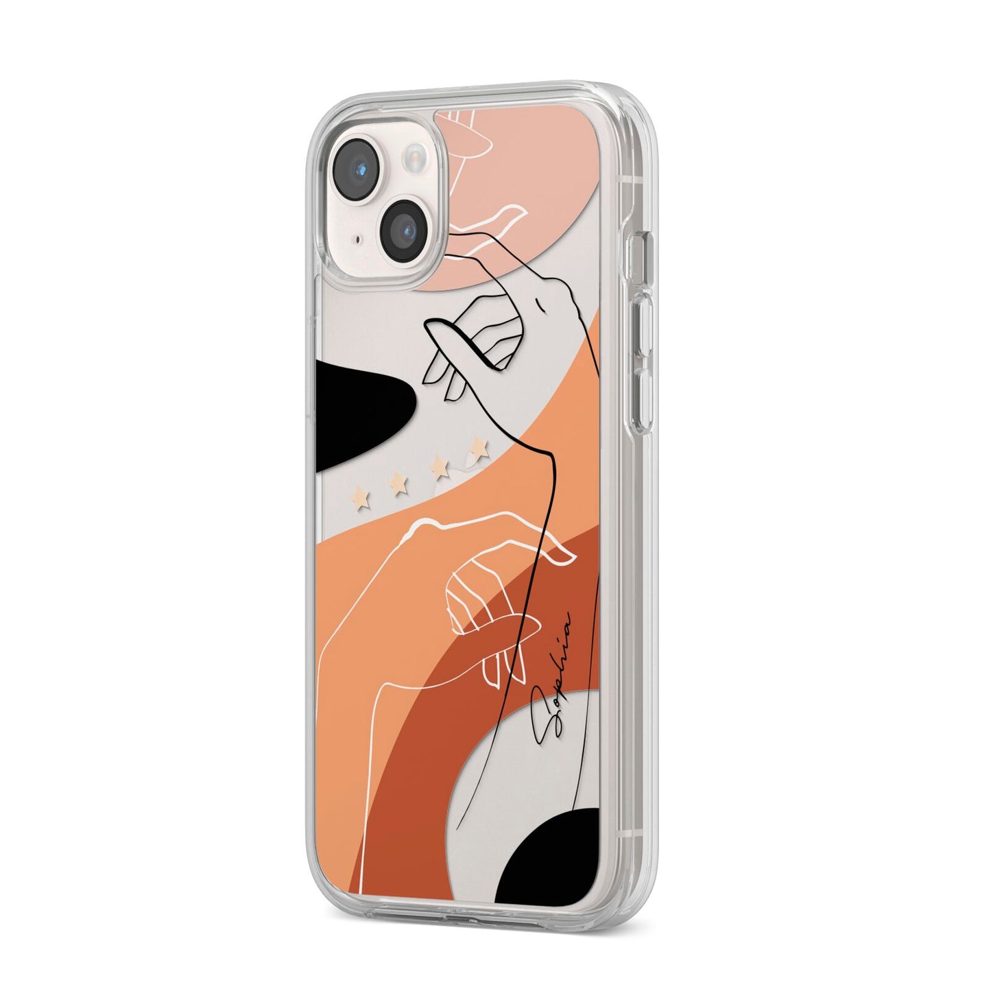 Personalised Abstract Gouache Line Art iPhone 14 Plus Clear Tough Case Starlight Angled Image