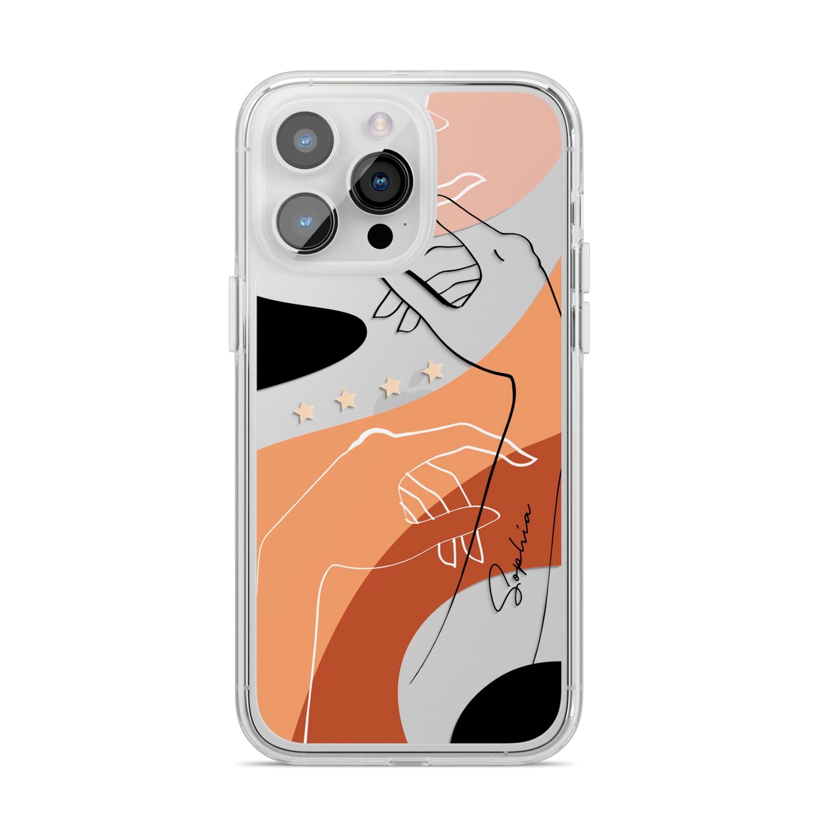 Personalised Abstract Gouache Line Art iPhone 14 Pro Max Clear Tough Case Silver