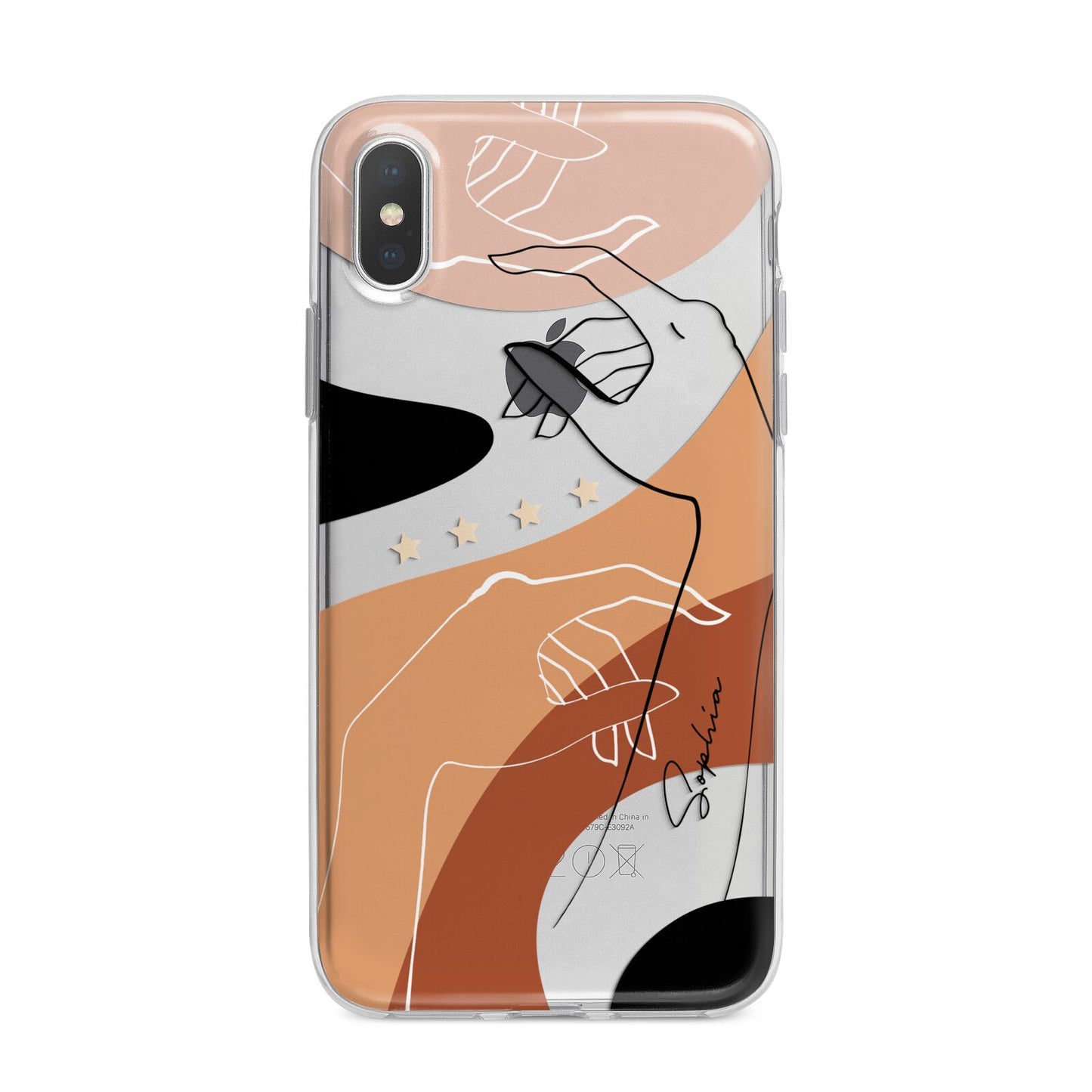 Personalised Abstract Gouache Line Art iPhone X Bumper Case on Silver iPhone Alternative Image 1