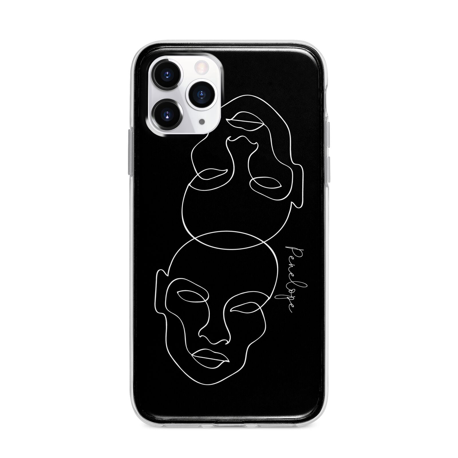 Personalised Abstract Line Art Apple iPhone 11 Pro Max in Silver with Bumper Case