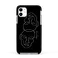 Personalised Abstract Line Art Apple iPhone 11 in White with Black Impact Case
