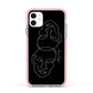 Personalised Abstract Line Art Apple iPhone 11 in White with Pink Impact Case