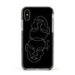 Personalised Abstract Line Art Apple iPhone Xs Impact Case Black Edge on Silver Phone