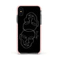 Personalised Abstract Line Art Apple iPhone Xs Impact Case Pink Edge on Black Phone