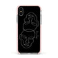 Personalised Abstract Line Art Apple iPhone Xs Impact Case Pink Edge on Silver Phone