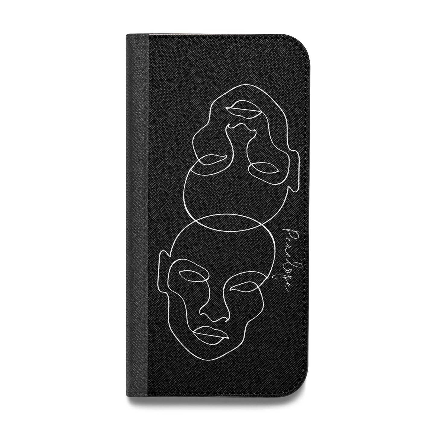 Personalised Abstract Line Art Vegan Leather Flip Samsung Case