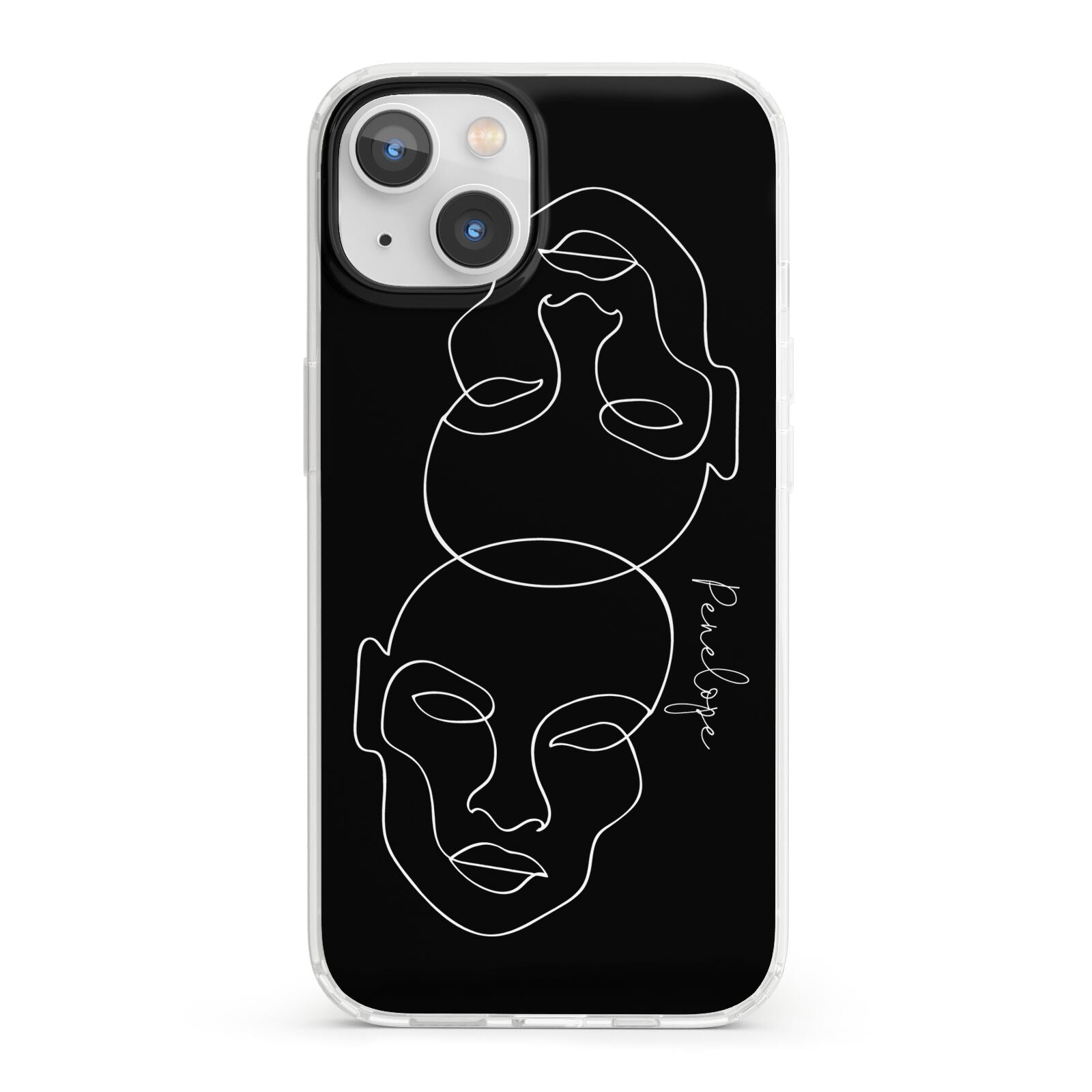 Personalised Abstract Line Art iPhone 13 Clear Bumper Case