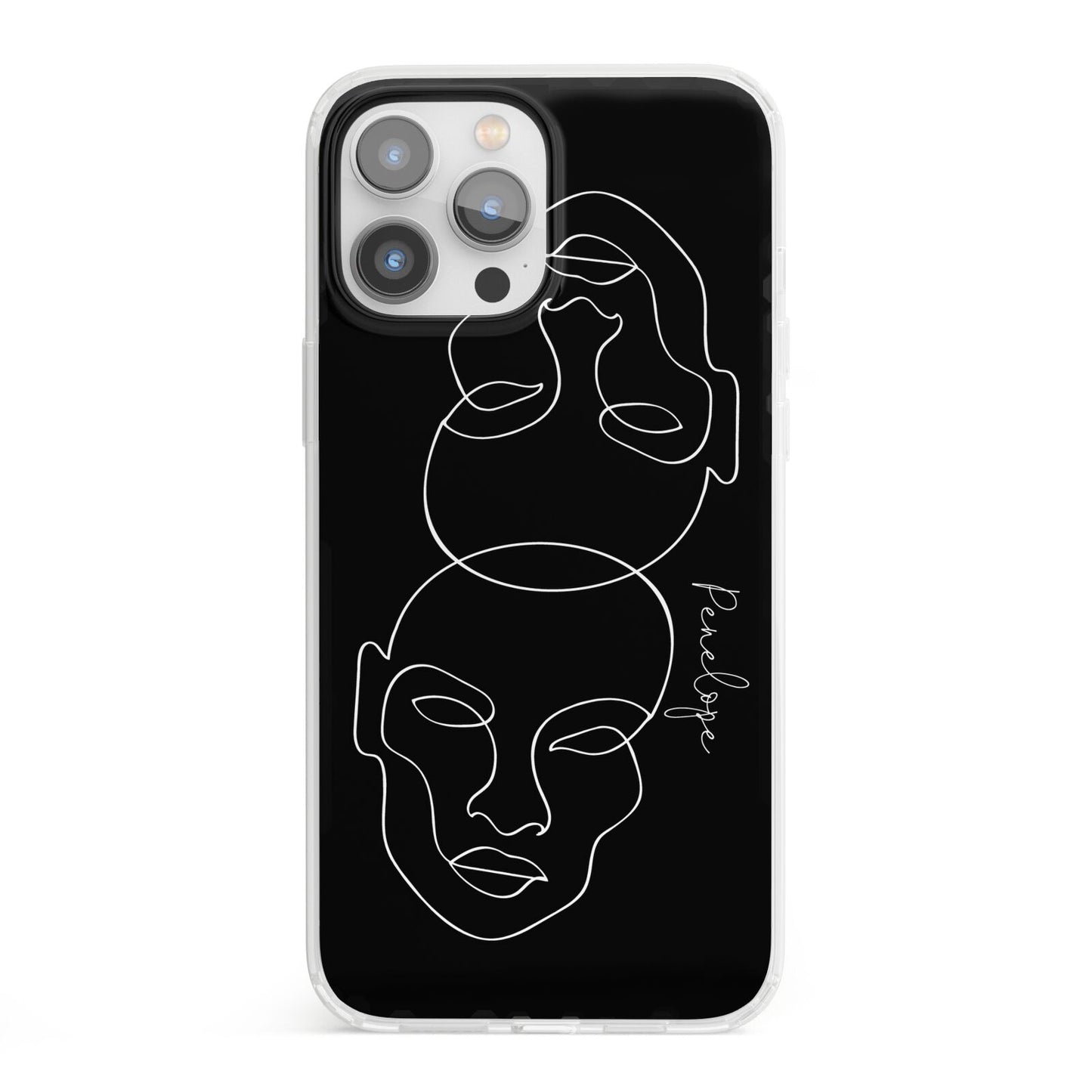 Personalised Abstract Line Art iPhone 13 Pro Max Clear Bumper Case