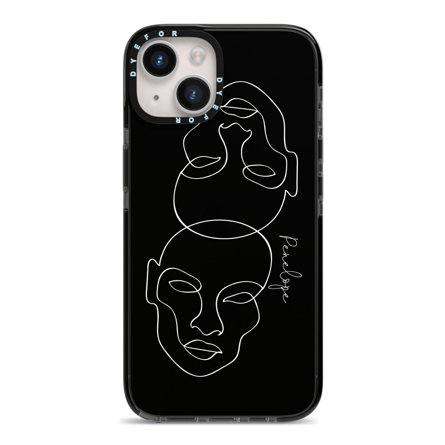 Personalised Abstract Line Art iPhone 14 Black Impact Case on Silver phone