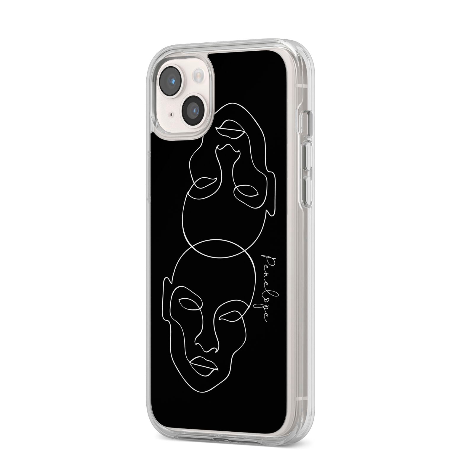 Personalised Abstract Line Art iPhone 14 Plus Clear Tough Case Starlight Angled Image