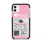 Personalised Aeroplane Ticket Apple iPhone 11 in White with Black Impact Case