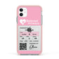 Personalised Aeroplane Ticket Apple iPhone 11 in White with Pink Impact Case