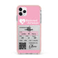 Personalised Aeroplane Ticket iPhone 11 Pro Max Impact Pink Edge Case