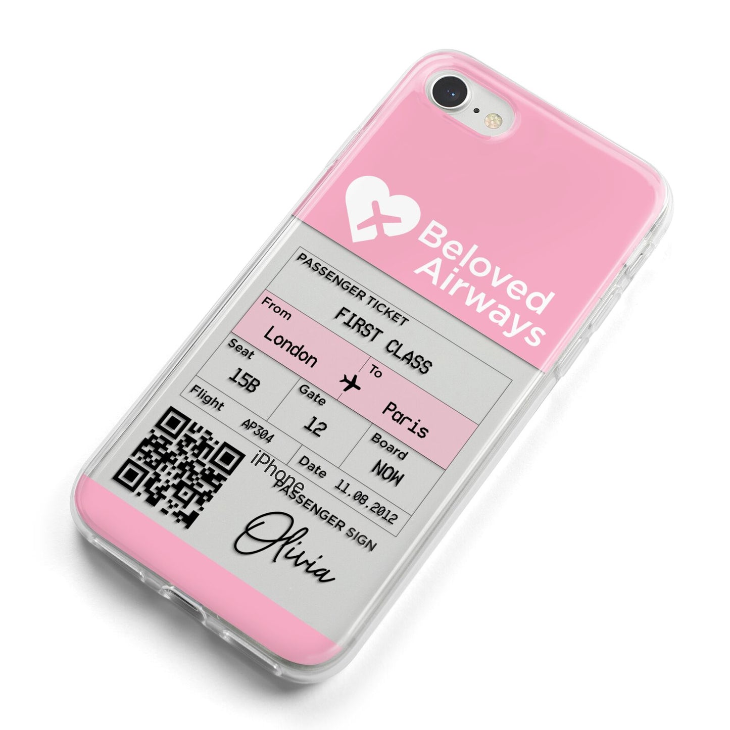 Personalised Aeroplane Ticket iPhone 8 Bumper Case on Silver iPhone Alternative Image