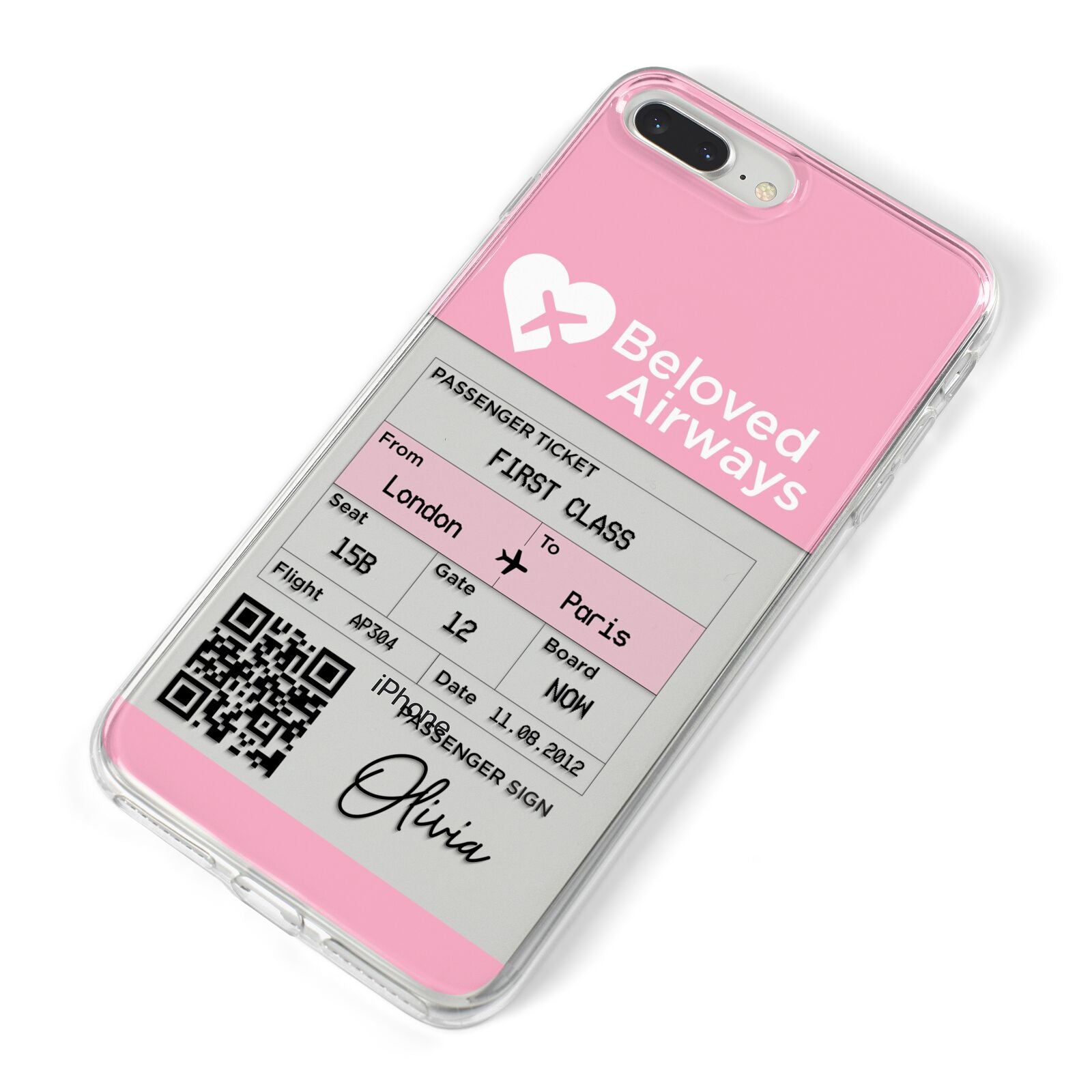 Personalised Aeroplane Ticket iPhone 8 Plus Bumper Case on Silver iPhone Alternative Image