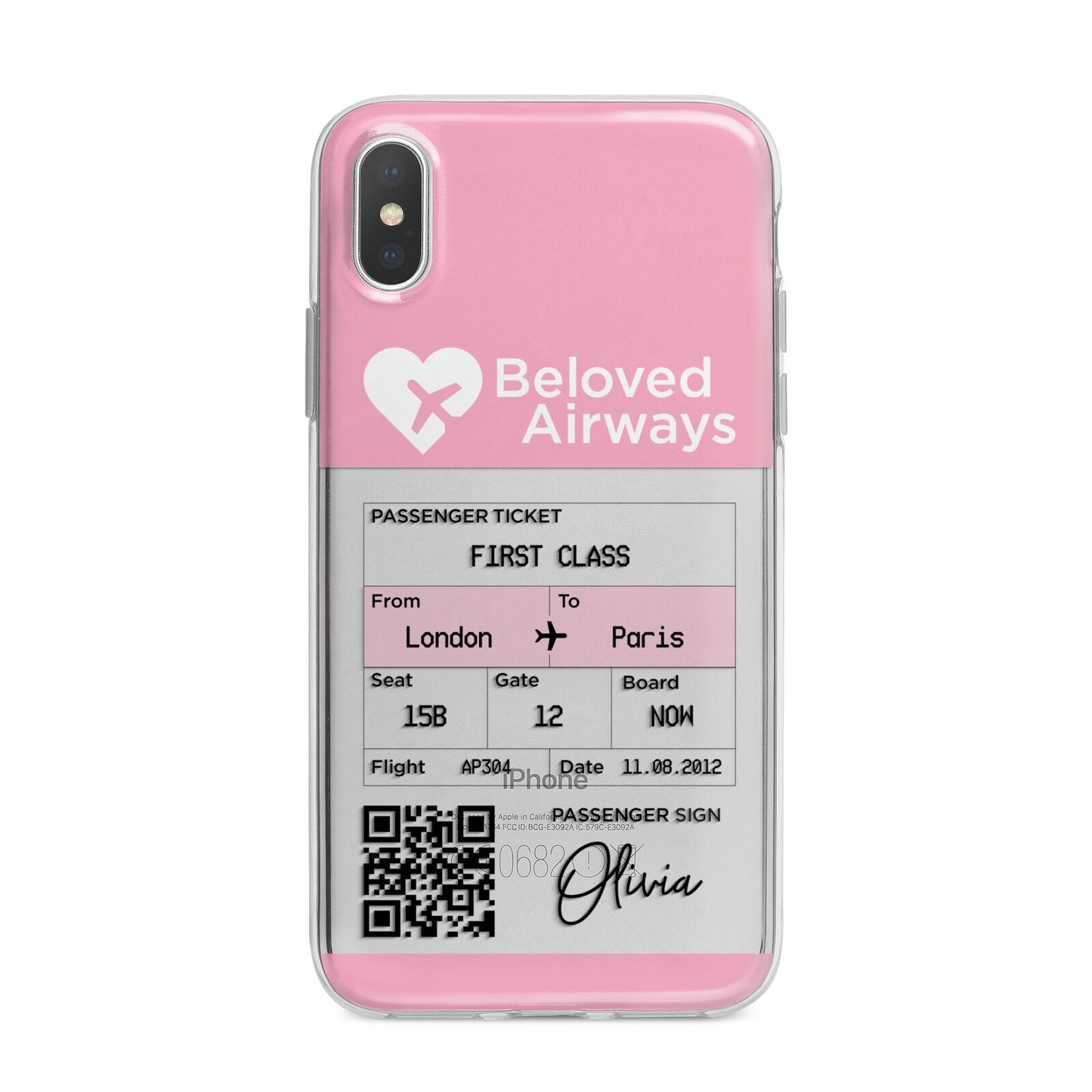 Personalised Aeroplane Ticket iPhone X Bumper Case on Silver iPhone Alternative Image 1