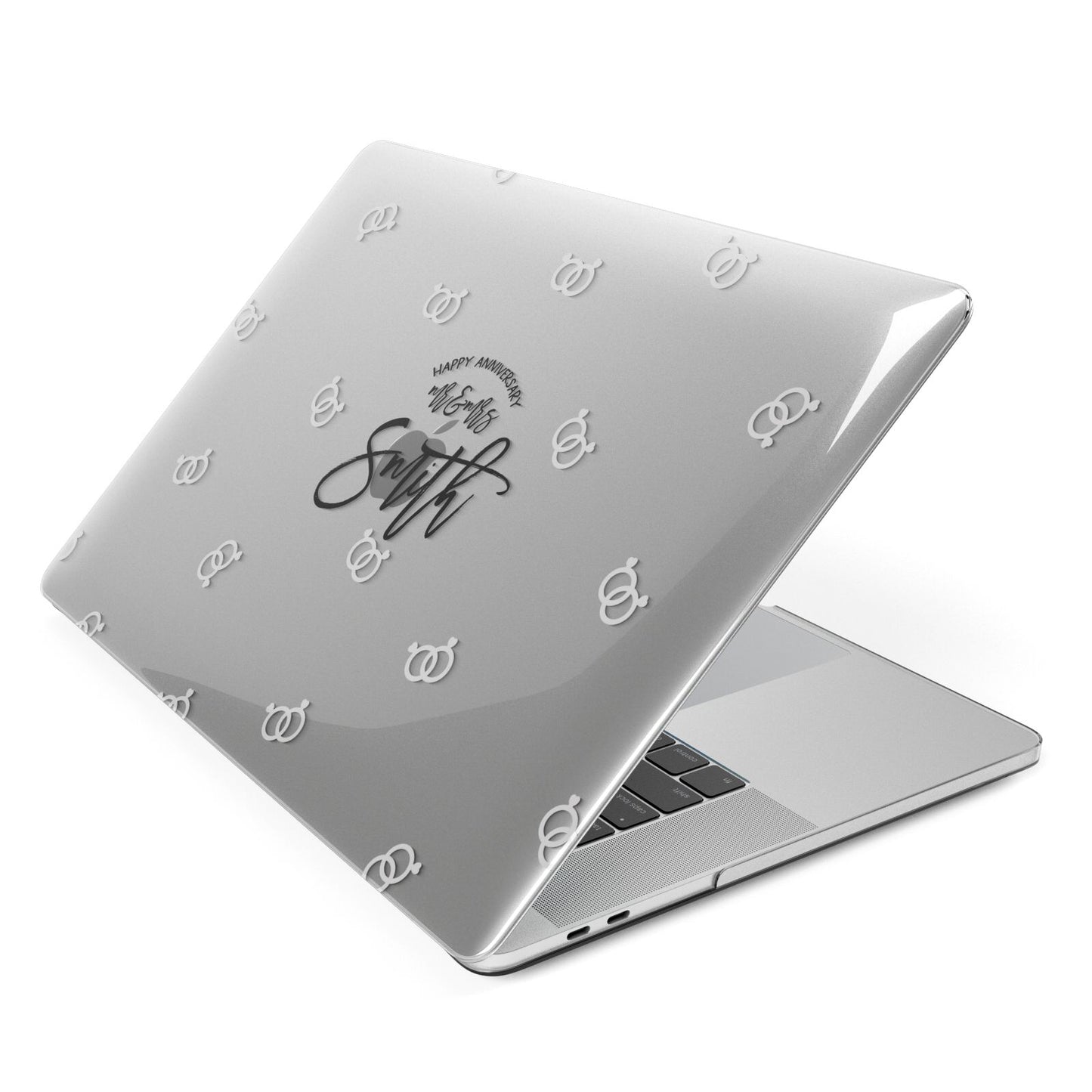 Personalised Anniversary Monochrome Apple MacBook Case Side View