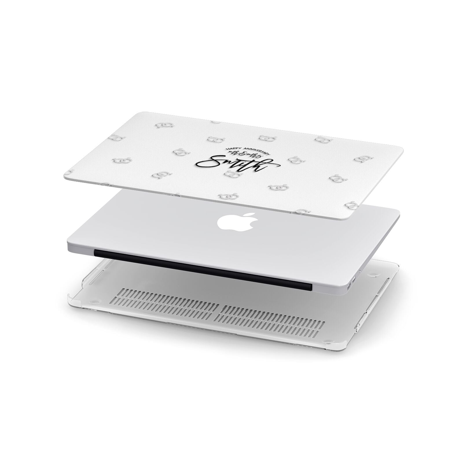 Personalised Anniversary Monochrome Apple MacBook Case in Detail