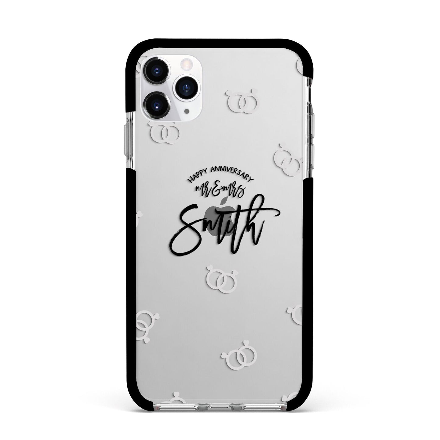 Personalised Anniversary Monochrome Apple iPhone 11 Pro Max in Silver with Black Impact Case