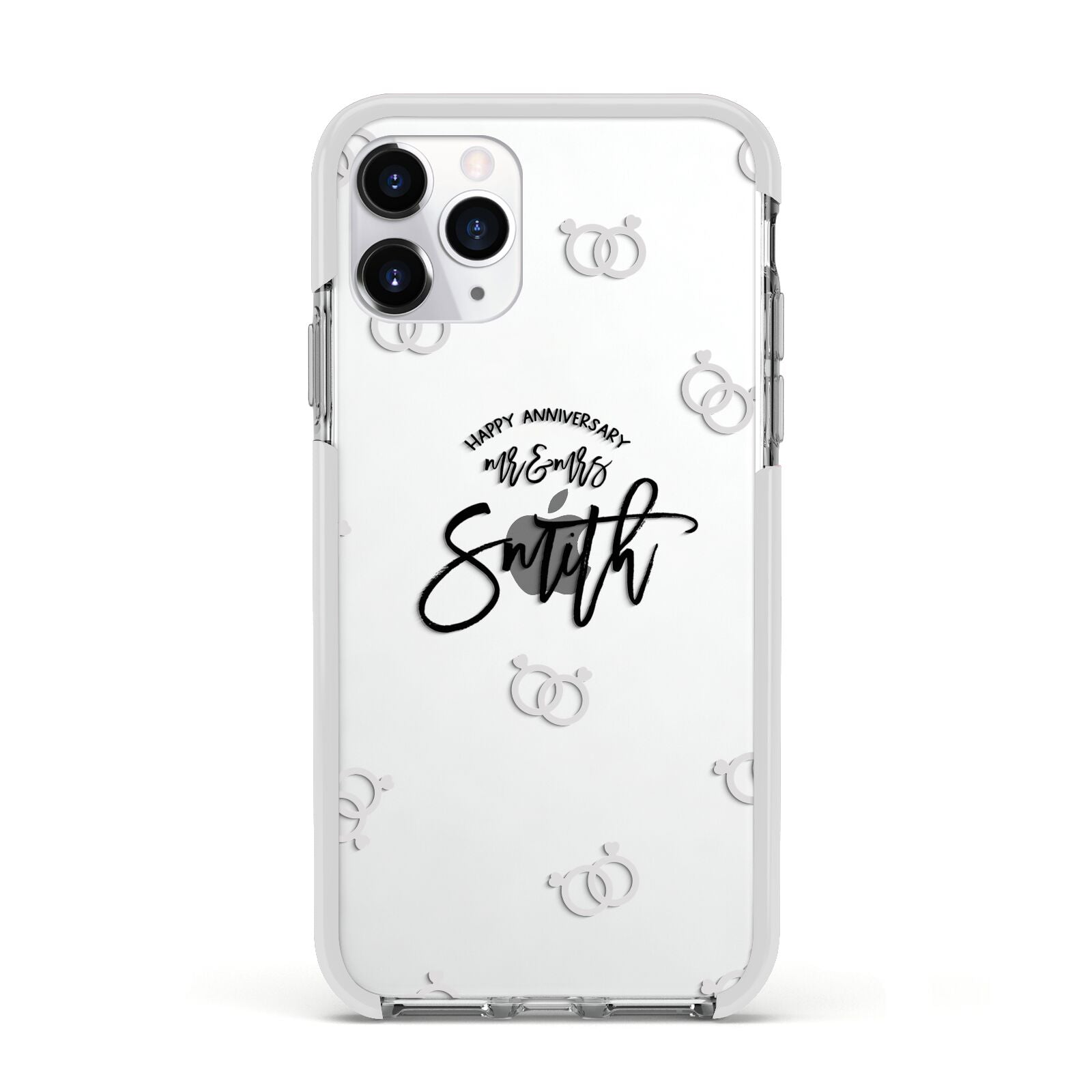 Personalised Anniversary Monochrome Apple iPhone 11 Pro in Silver with White Impact Case