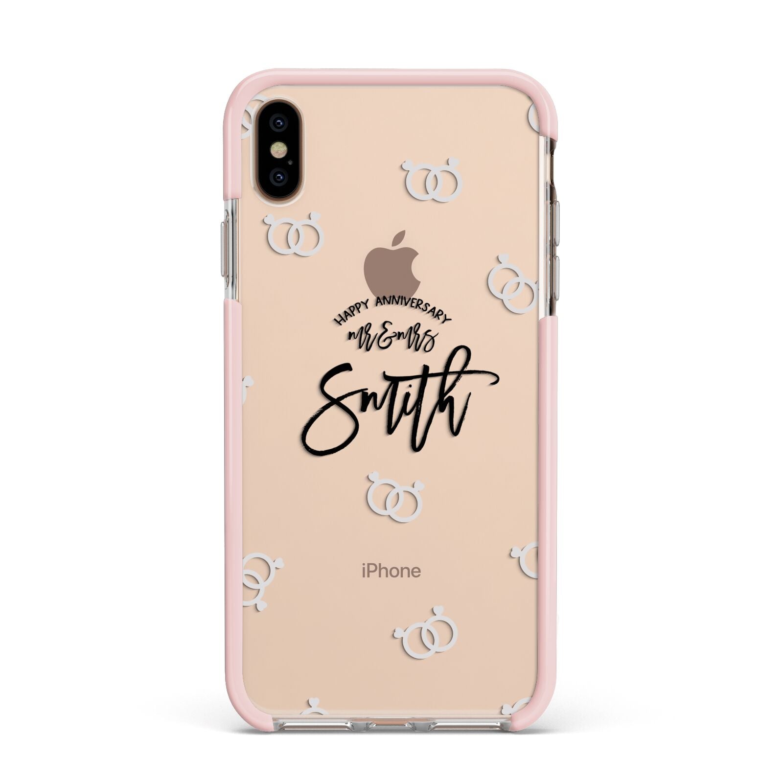 Personalised Anniversary Monochrome Apple iPhone Xs Max Impact Case Pink Edge on Gold Phone