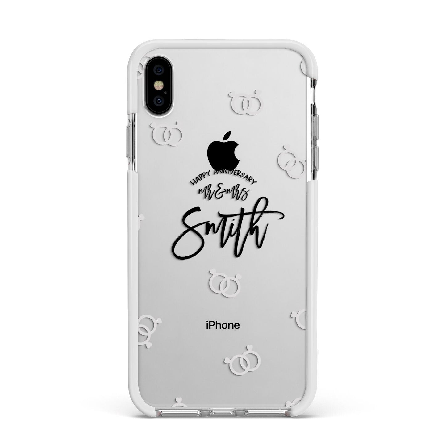 Personalised Anniversary Monochrome Apple iPhone Xs Max Impact Case White Edge on Silver Phone