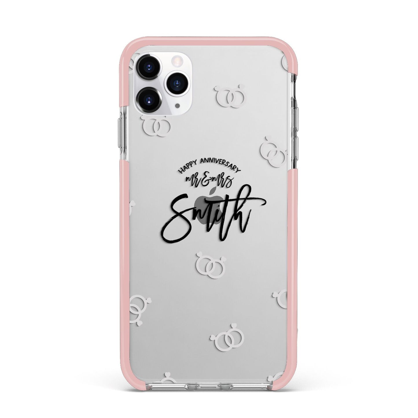 Personalised Anniversary Monochrome iPhone 11 Pro Max Impact Pink Edge Case