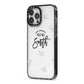 Personalised Anniversary Monochrome iPhone 13 Pro Max Black Impact Case Side Angle on Silver phone