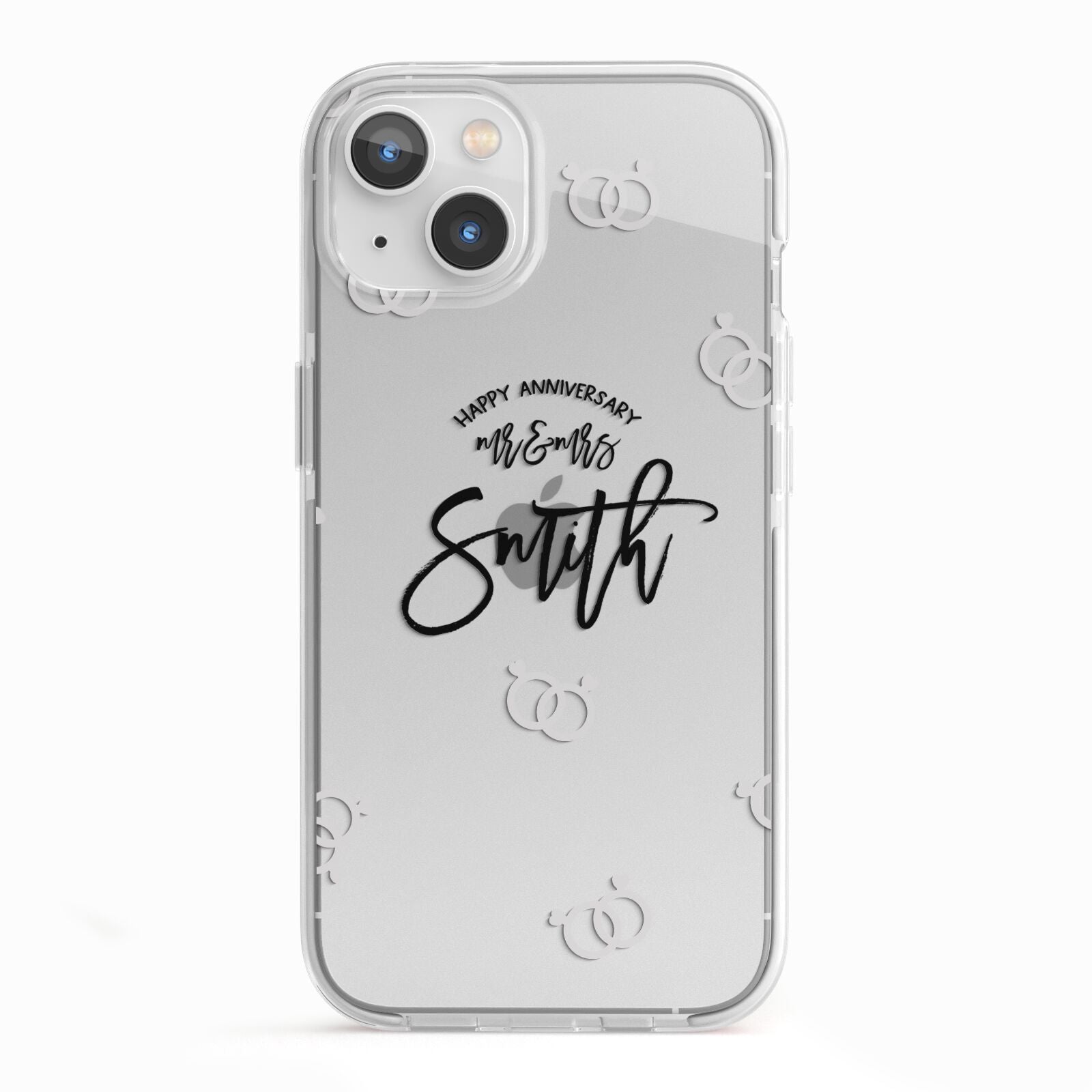 Personalised Anniversary Monochrome iPhone 13 TPU Impact Case with White Edges