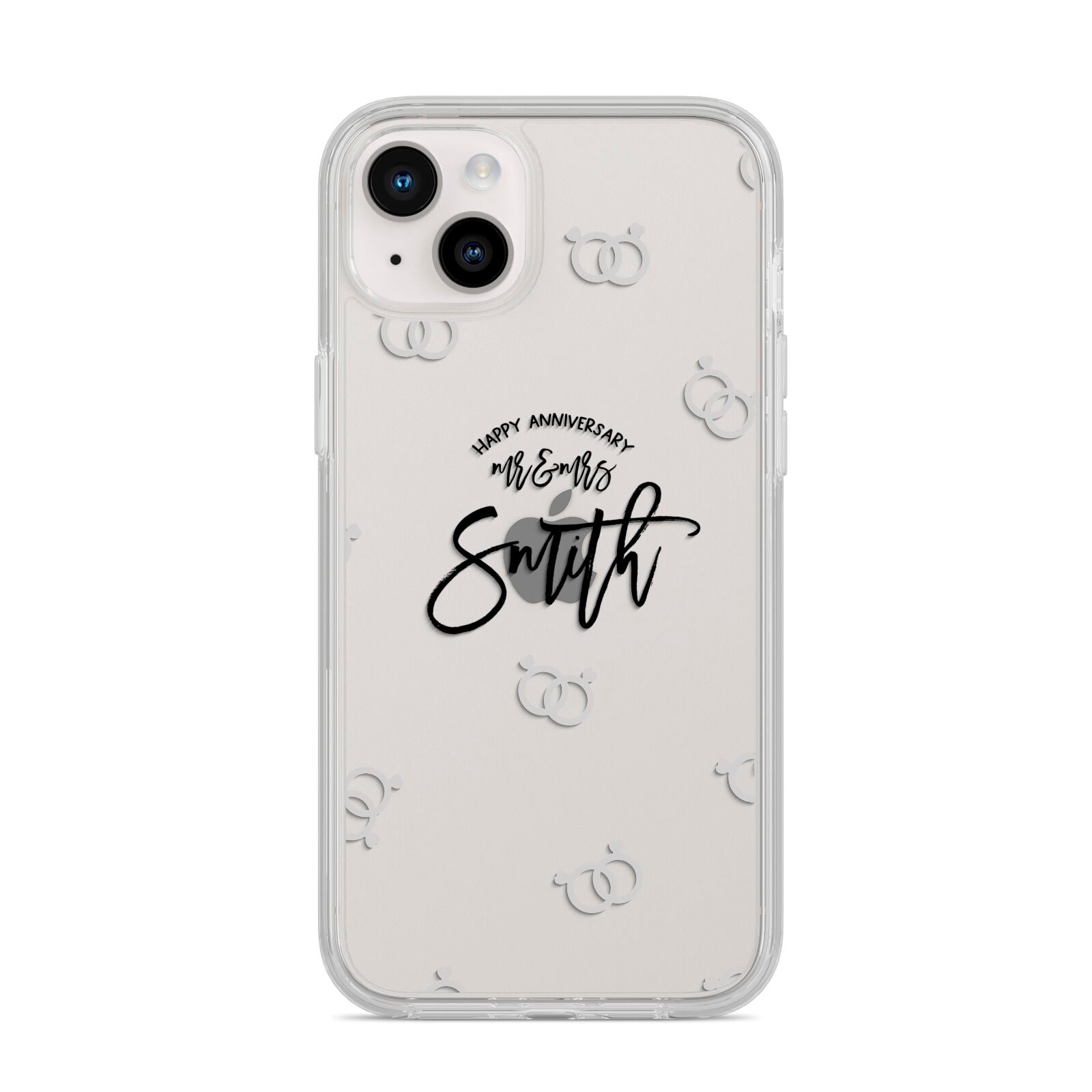 Personalised Anniversary Monochrome iPhone 14 Plus Clear Tough Case Starlight