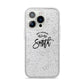 Personalised Anniversary Monochrome iPhone 14 Pro Glitter Tough Case Silver